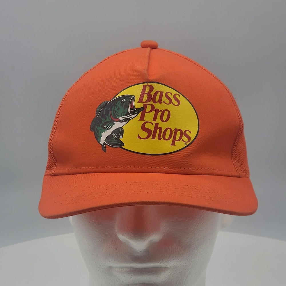 Bass Pro Shops Orange Mesh Back Trucker Hat Adjustable Snapback Adult One Size